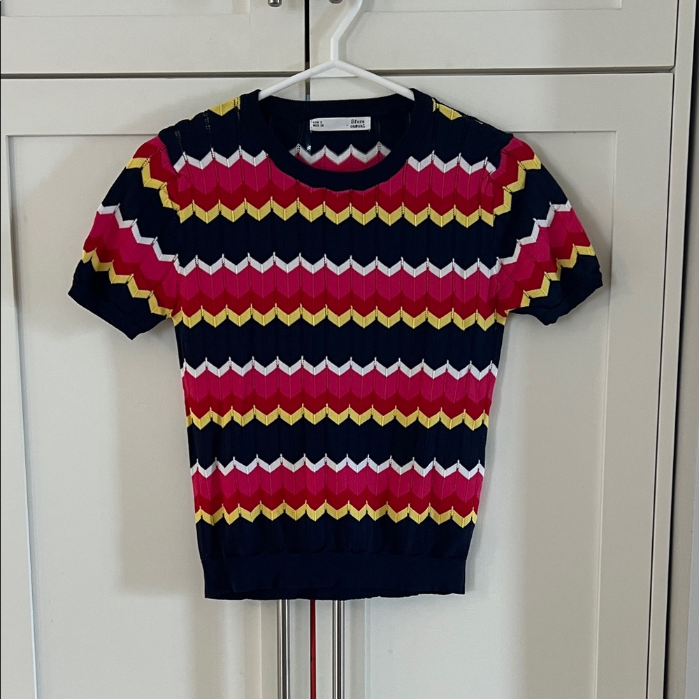 SFERRA Multicolor Chevron Shirt Sleeved Sweater